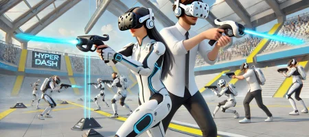 Couple playing hyperdash VR